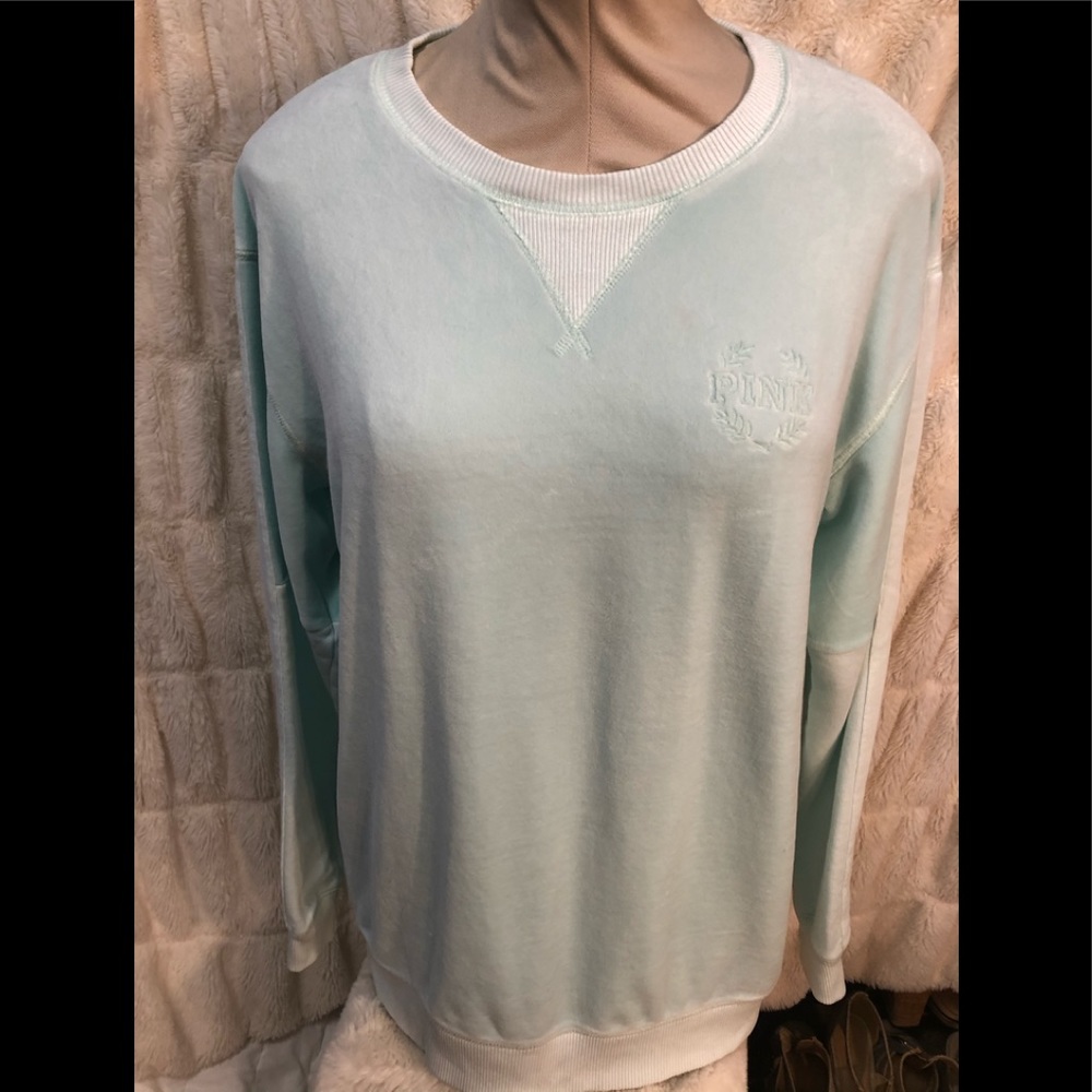 Victoria’s Secret pink aqua velour sweatshirt size medium